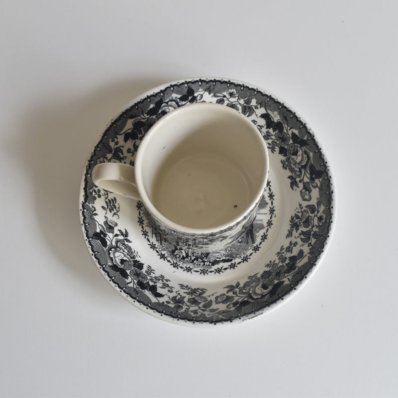 Antique Demitasse Cup & Saucer, U&C Sarreguemines, 1844 C