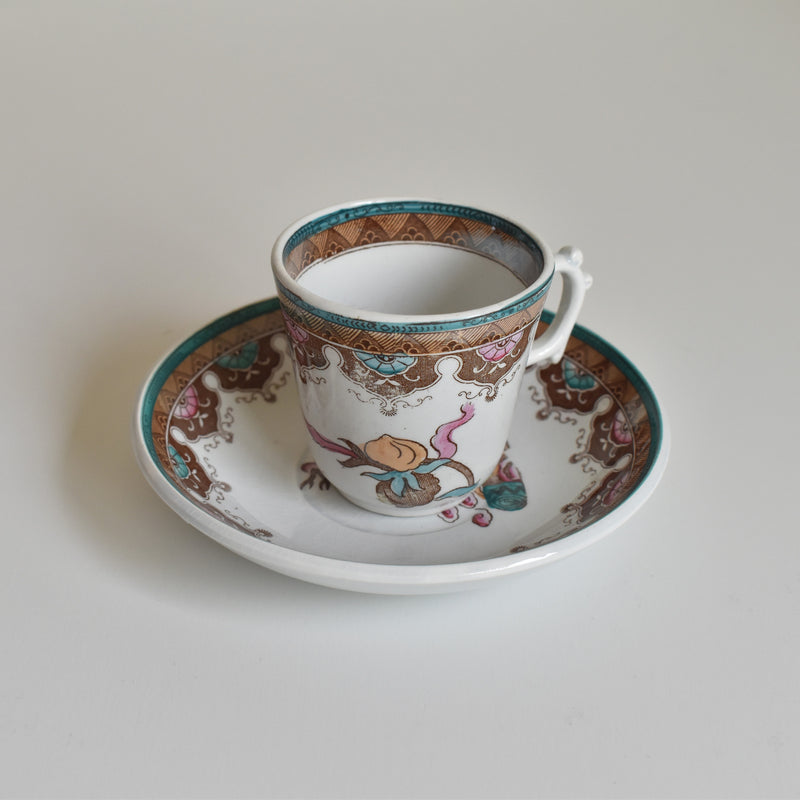 Antique coffee cup & saucer, Sarreguemines B