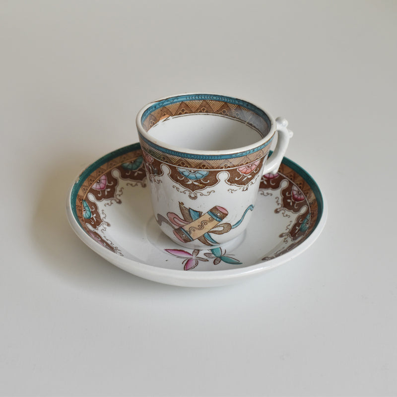 Antique Coffee Cup & Saucer, Sarreguemines, C
