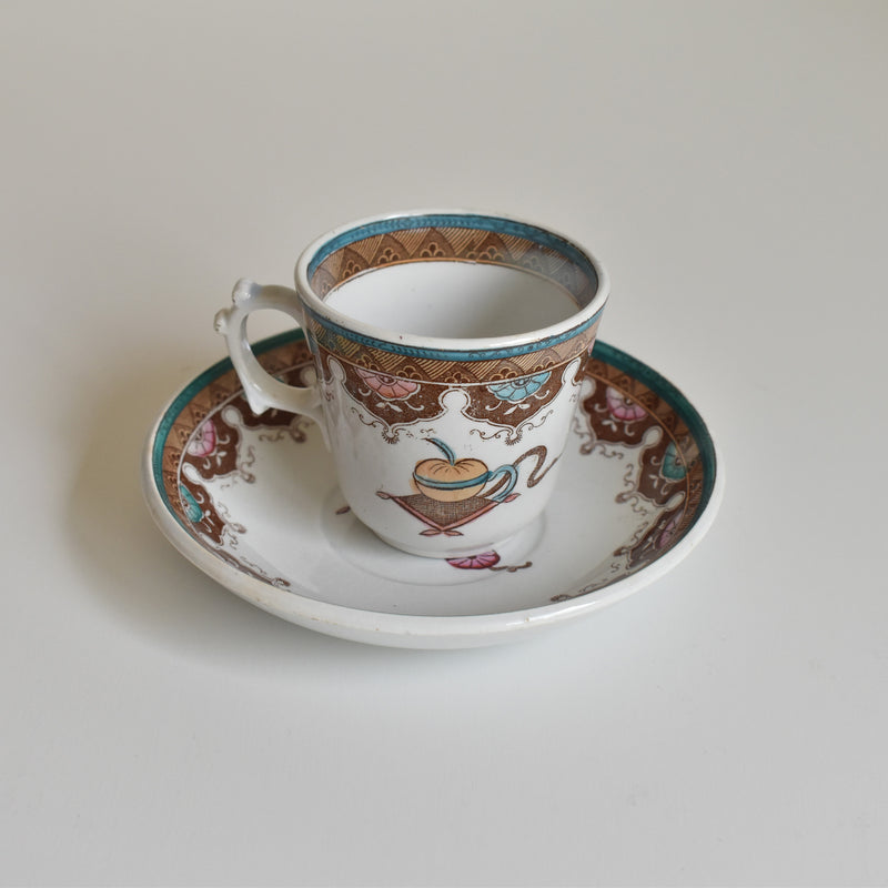 Antique Coffee Cup & Saucer, Sarreguemines E
