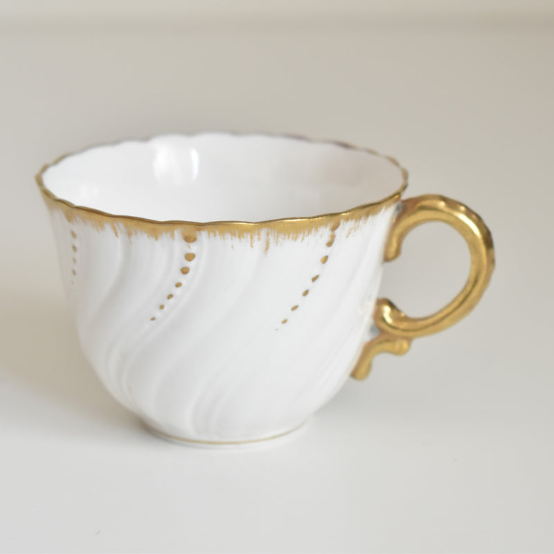 Vintage Cup Digoin & Sarreguemines Perle White & Gold A