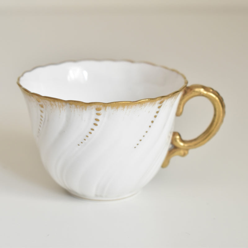 Vintage Cup Digoin & Sarreguemines Perle white&gold B