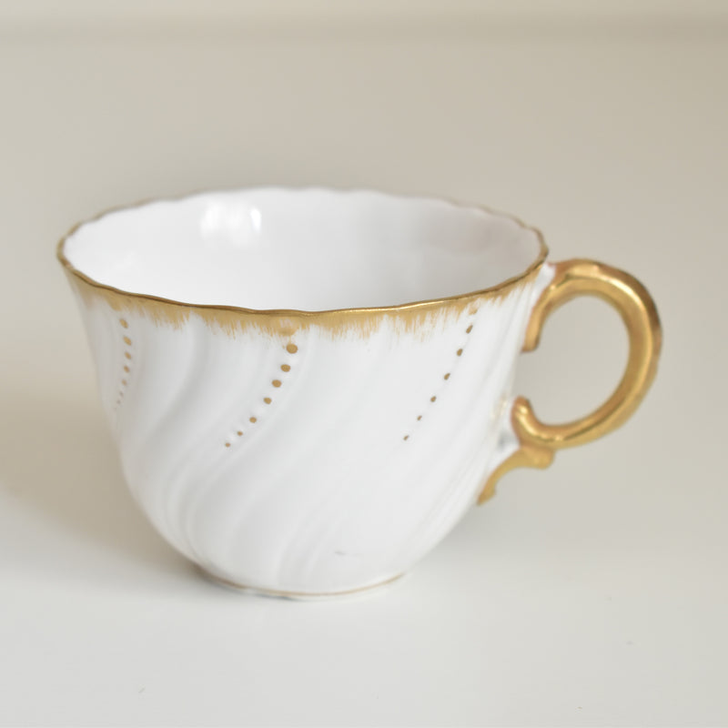 Vintage cup Digoin & Sarreguemines Perle white & gold C