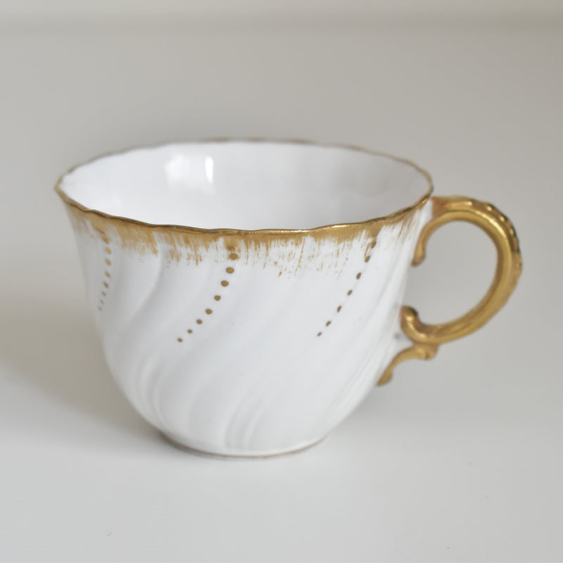 Vintage cup Digoin & Sarreguemines Perle white & gold D