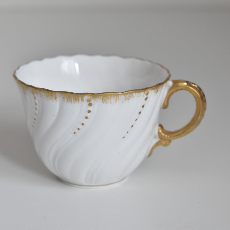 Vintage Cup Digoin & Sarreguemines Perle white&gold E