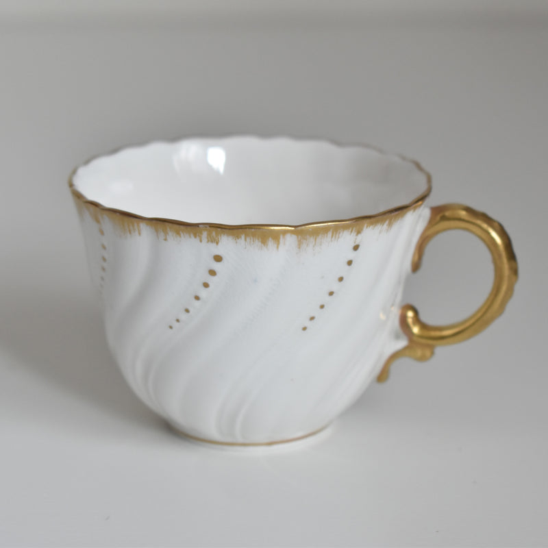 Vintage Cup Digoin & Sarreguemines Perle white & gold F