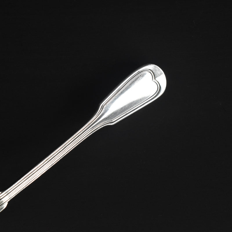 Vintage silver-plated dessert spoon with monogram