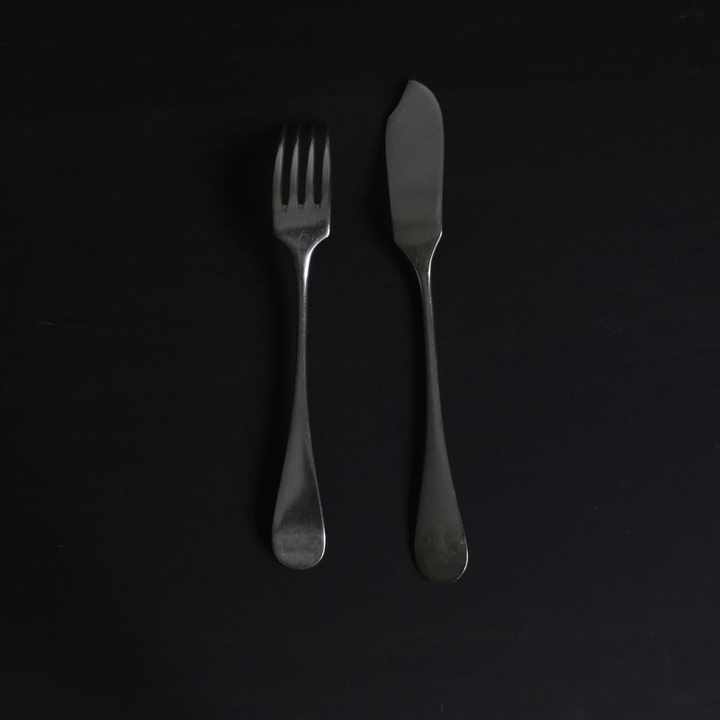 Antique Silver Plated Fish Fork & Knife Set A