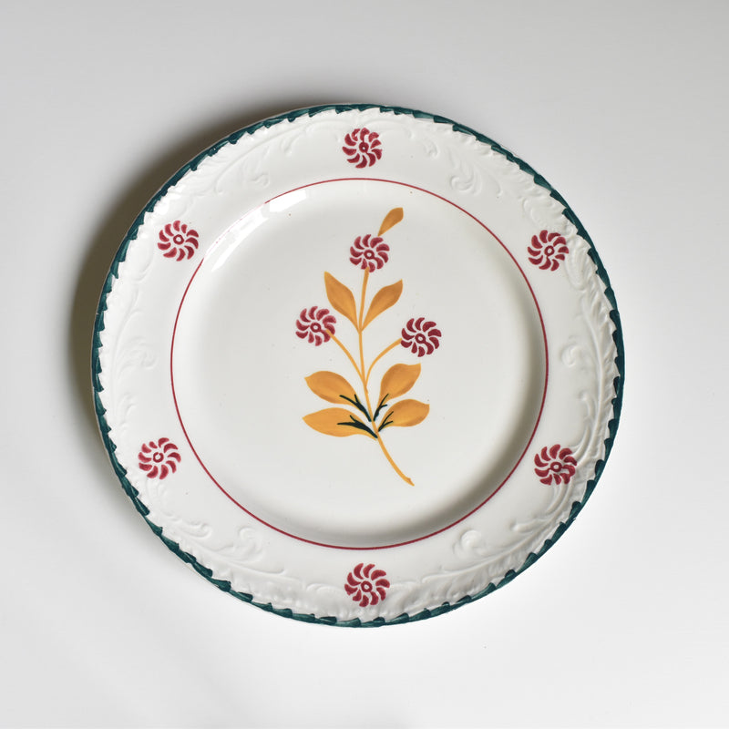 Vintage Dessert Plate, Saint Amand and Ceranord, Flower and Relief, B