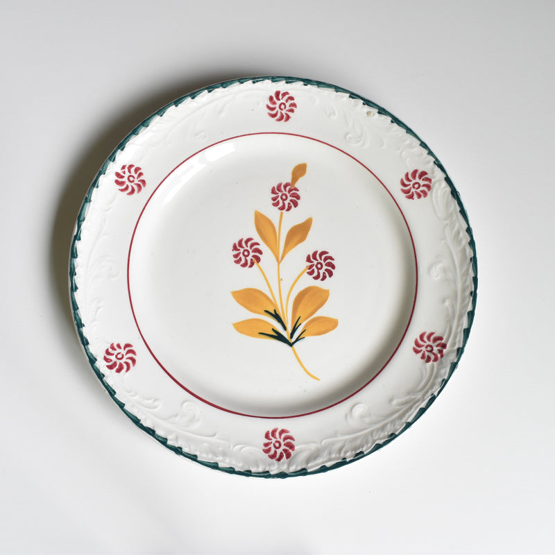 Vintage Dessert Plate, Saint-Amand Ceranord, Flower & Relief D
