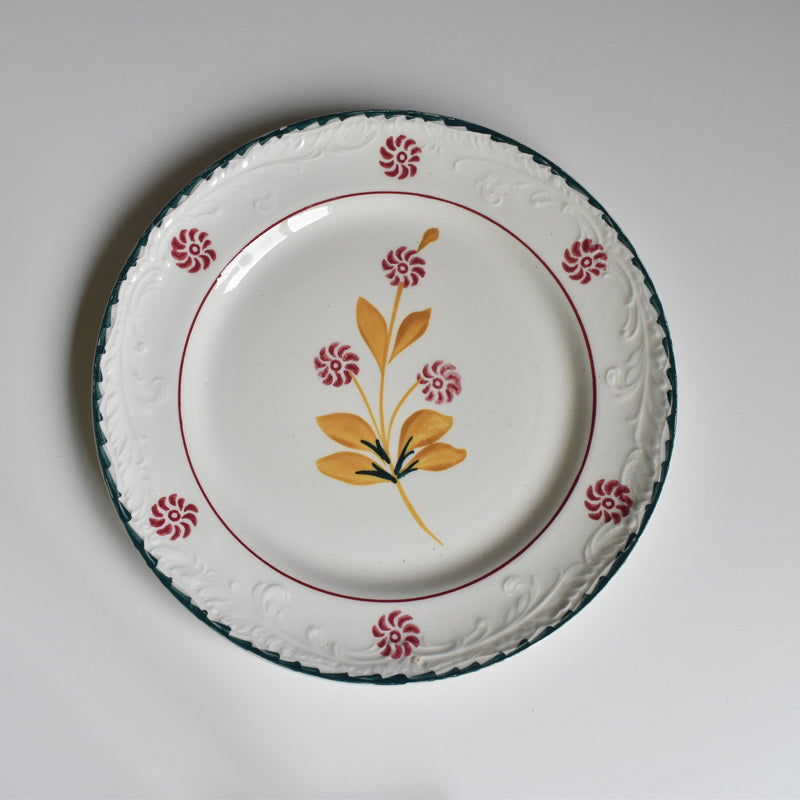 Vintage Dessert Plate, Saint-Amand Ceranord, Flower & Relief, H