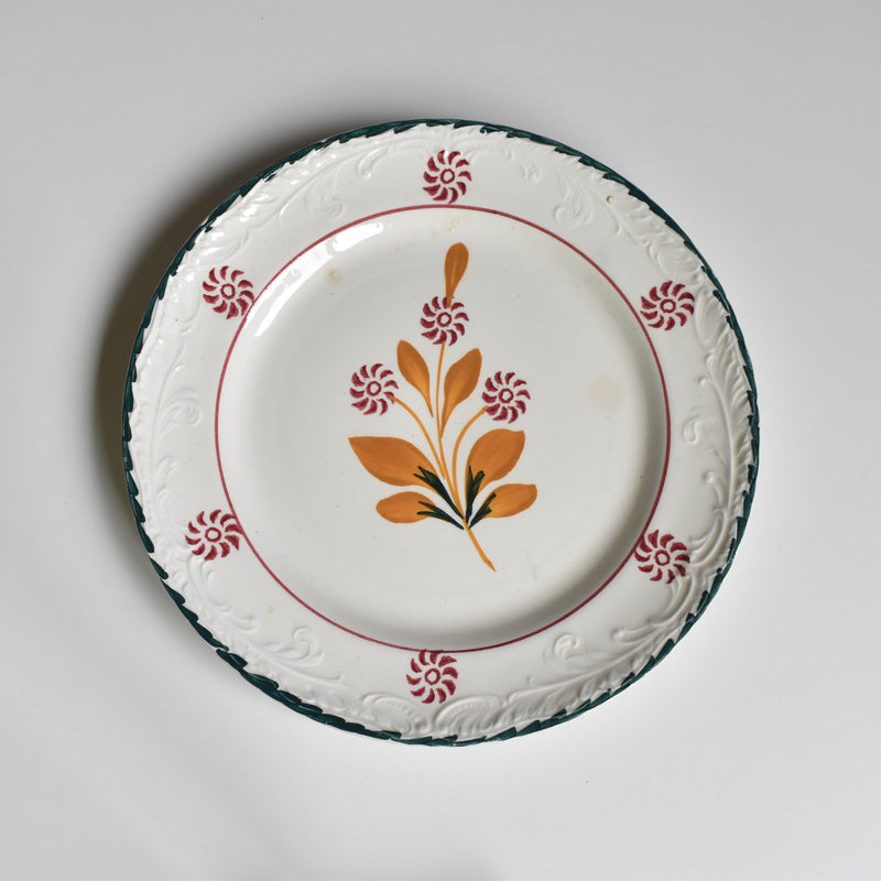 Vintage Dessert Plate, Saint-Amand, Ceranord, Flower & Relief, J