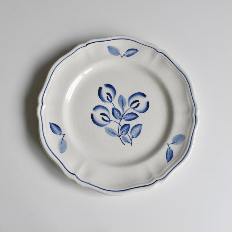 Vintage dessert plate Fleurs bleues A