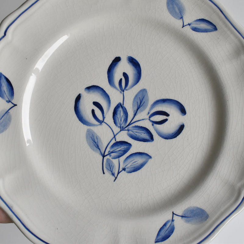 Vintage dessert plate Fleurs bleues A