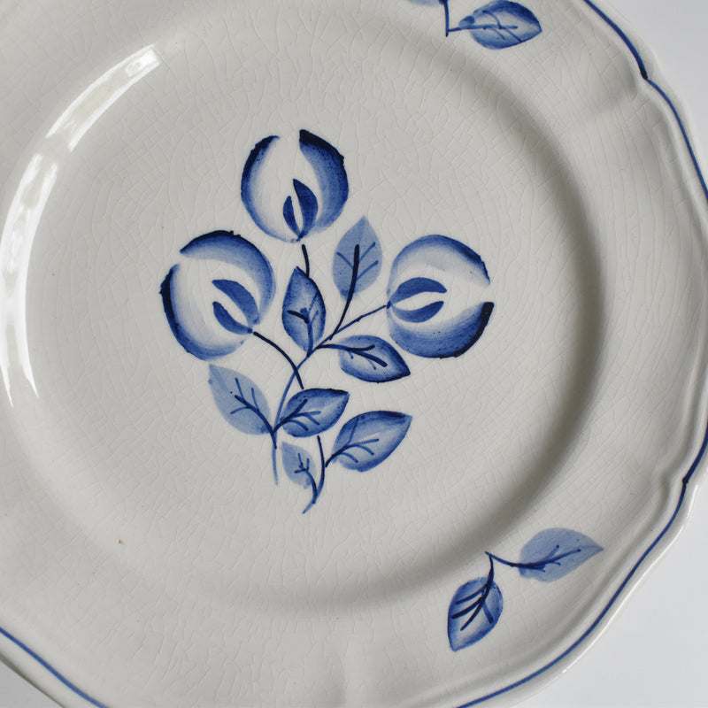 Vintage Dessert Plate Fleurs bleues B