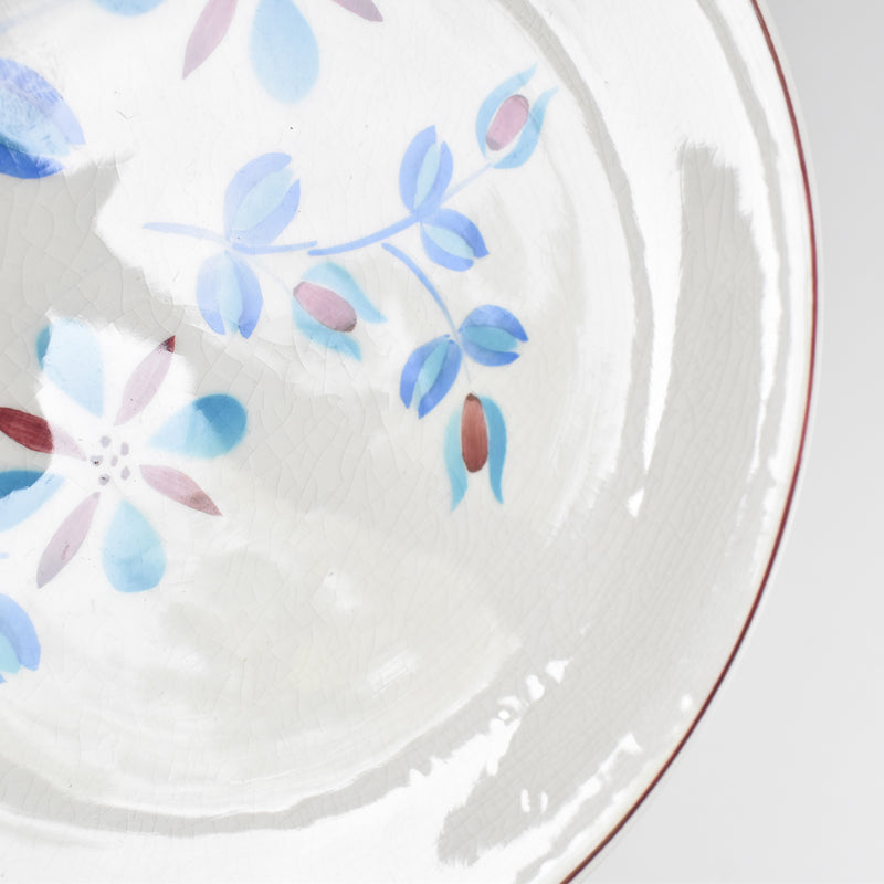 Vintage dessert plate Fleurs bleues et rouges A