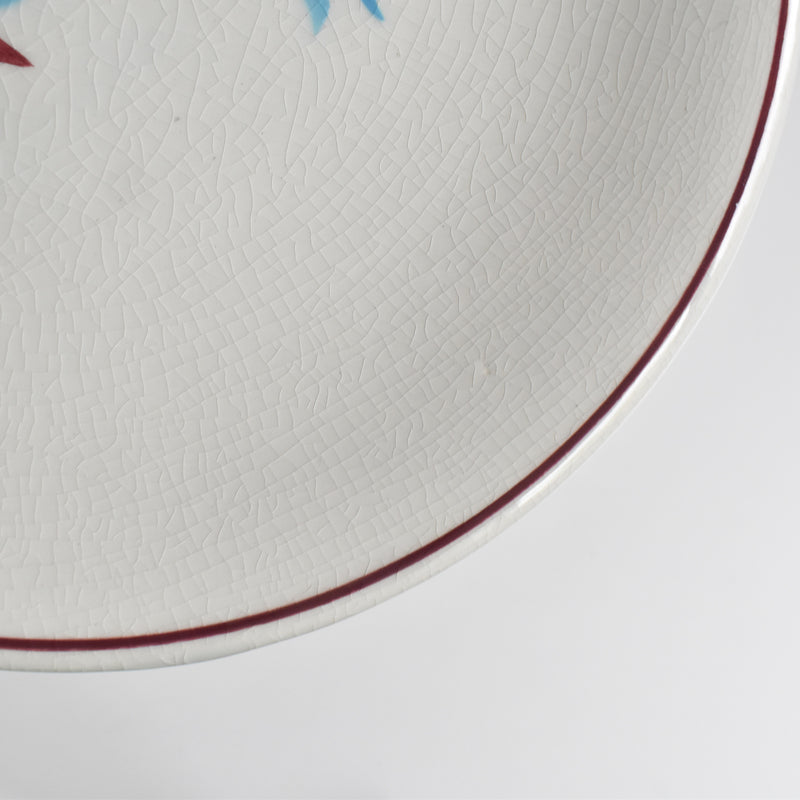 Vintage dessert plate Fleurs bleues et rouges A