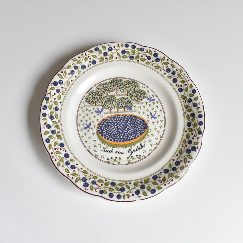 Vintage Dessert Plate Gien Les tartes "Tarte aux Myrtilles"