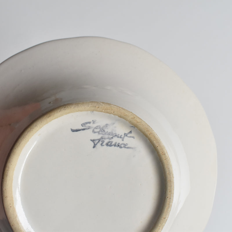Vintage Barbotine Bowl, Saint Clément, White C