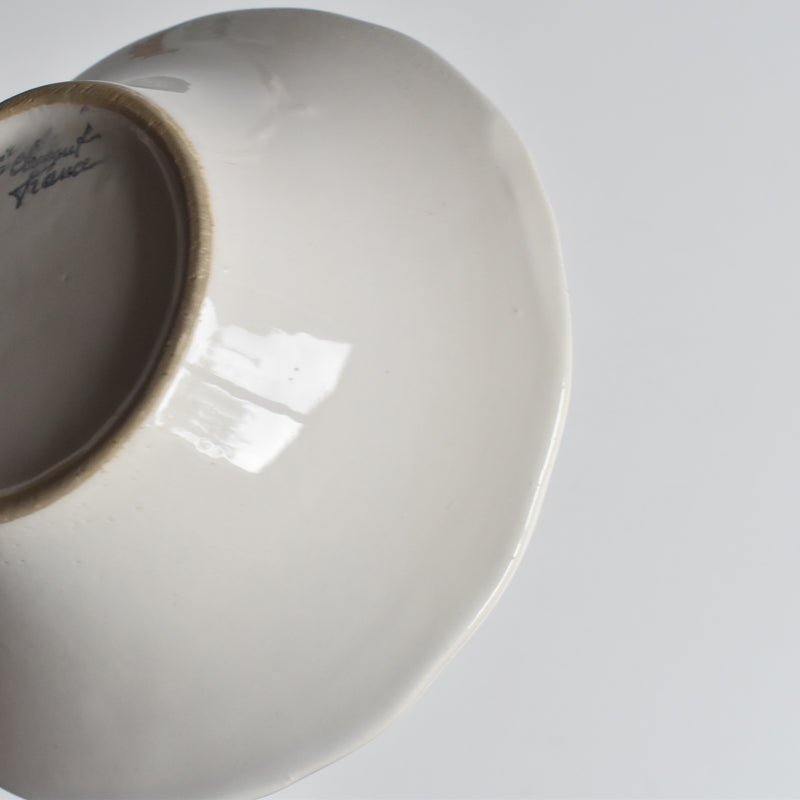 Vintage Barbotine Bowl, Saint Clément, White C