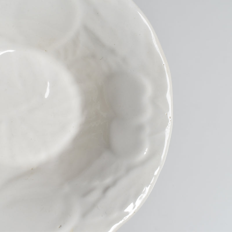 Vintage Barbotine Bowl, St Clement, White, D
