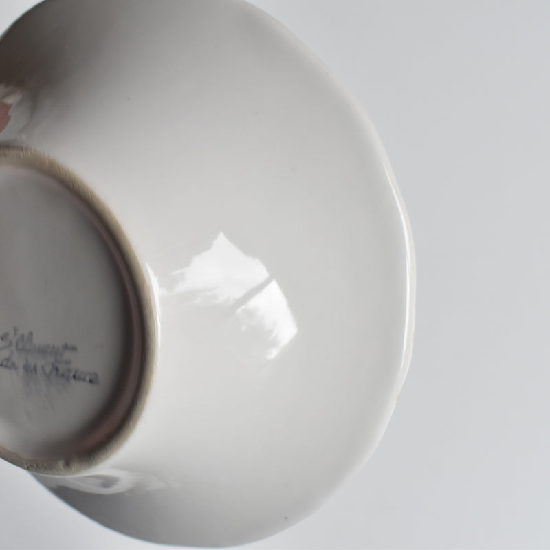 Vintage Barbotine Bowl, St Clement, White, D