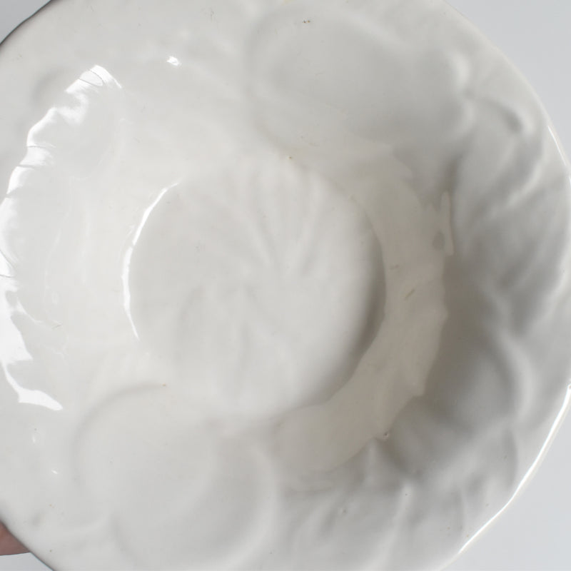 Vintage Barbotine Bowl, St Clement, White, D
