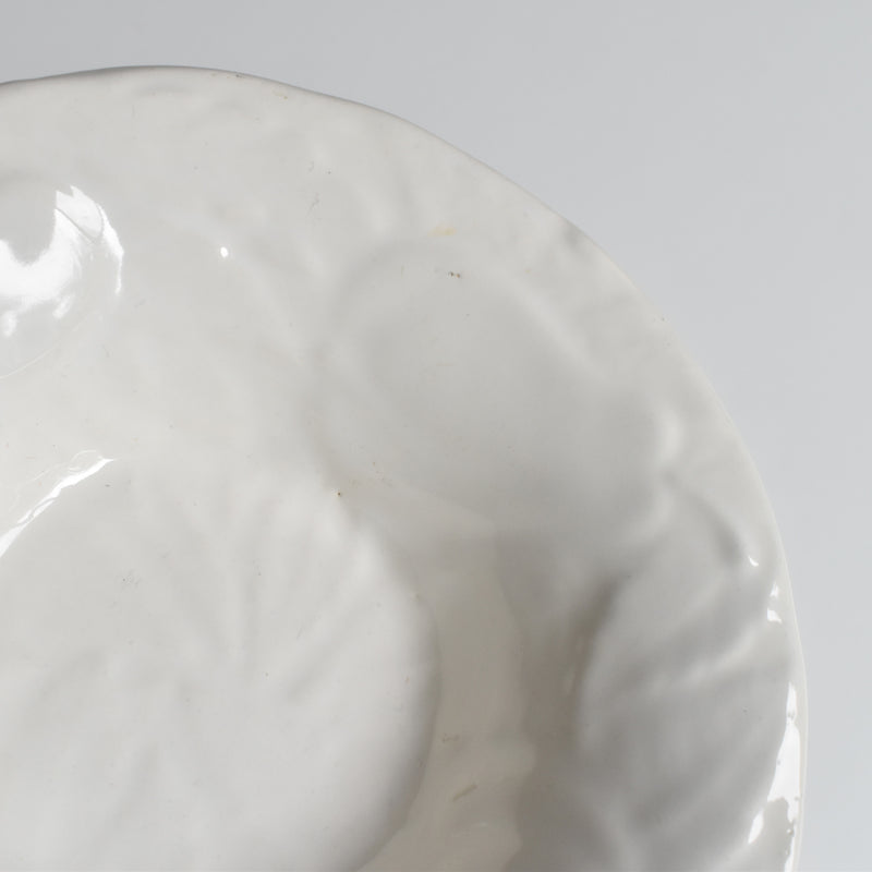 Vintage Barbotine Bowl, St Clement, White, D