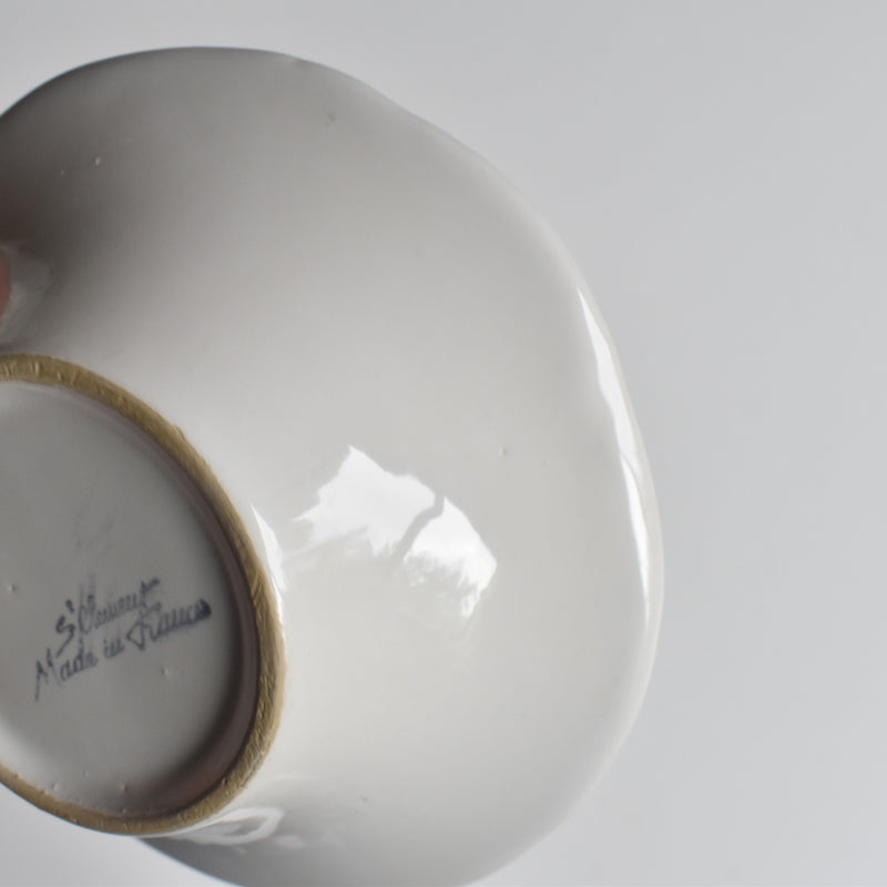 Vintage Barbotine Bowl, Saint Clément, White E