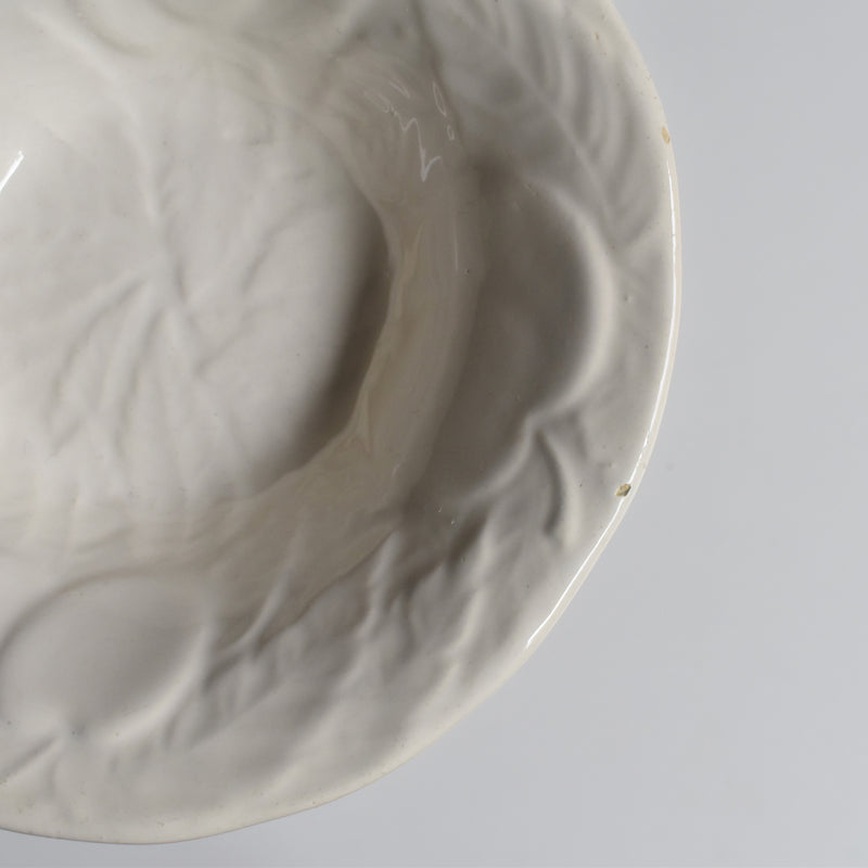 Vintage Barbotine Bowl, Saint Clément, White F