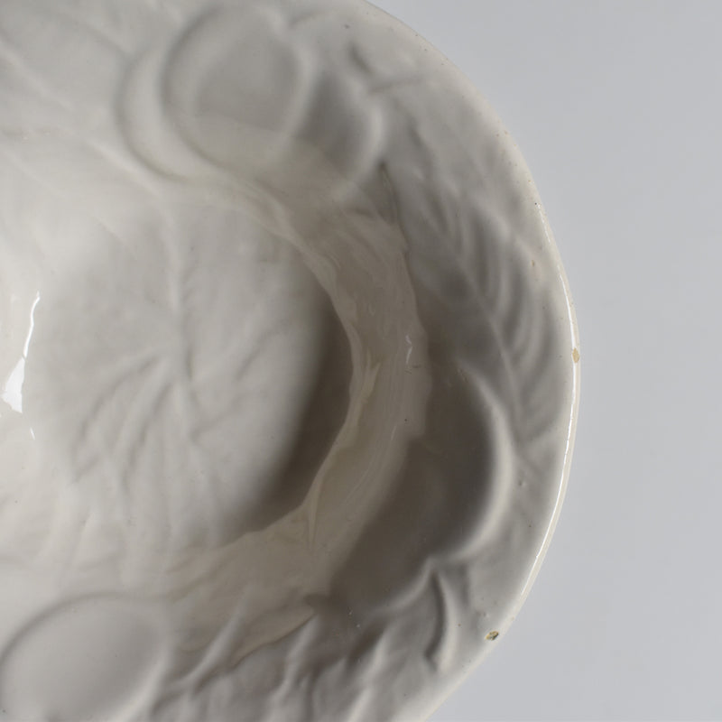 Vintage Barbotine Bowl, Saint Clément, White F
