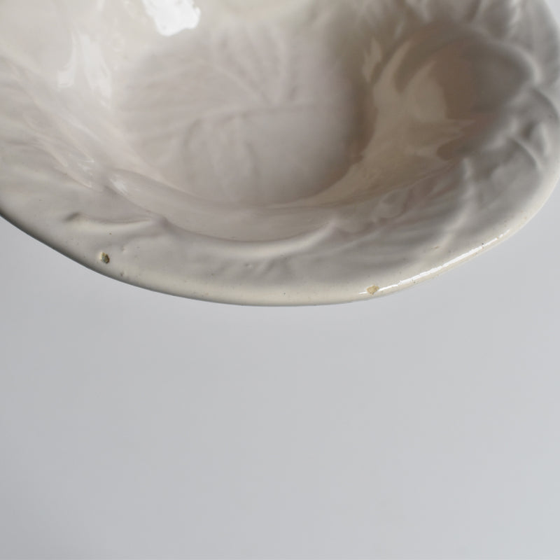 Vintage Barbotine Bowl, Saint Clément, White F
