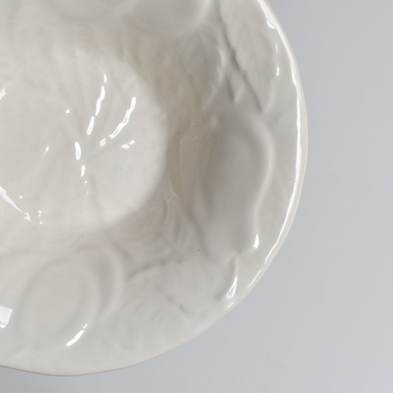 Vintage Barbotine Bowl, Saint Clément, White F