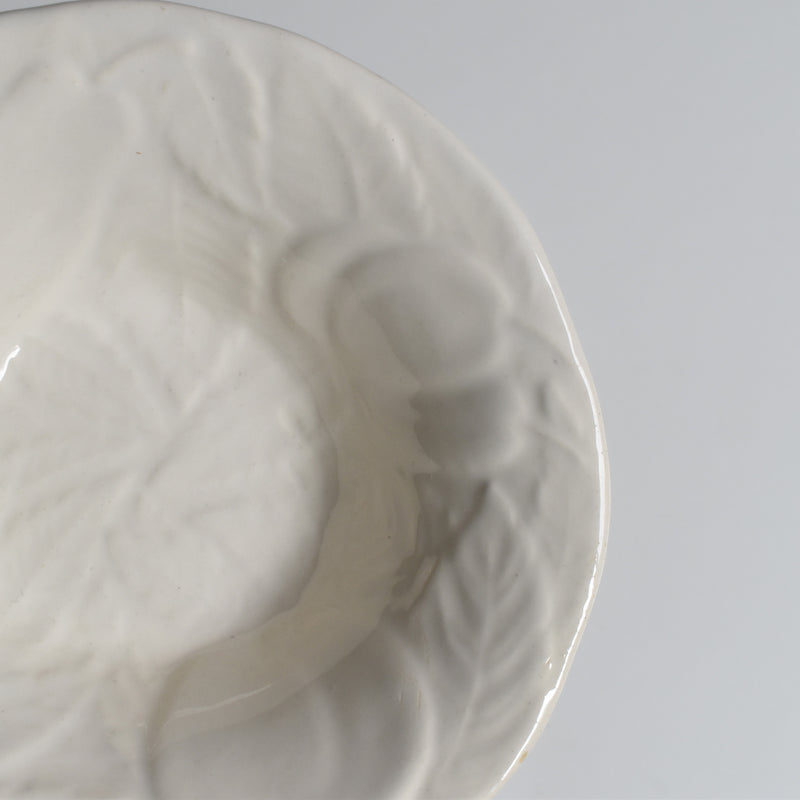 Vintage Barbotine Bowl, Saint Clément, White F