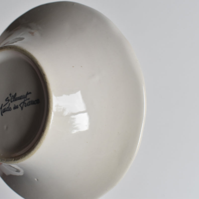 Vintage Barbotine Bowl, Saint Clément, White F