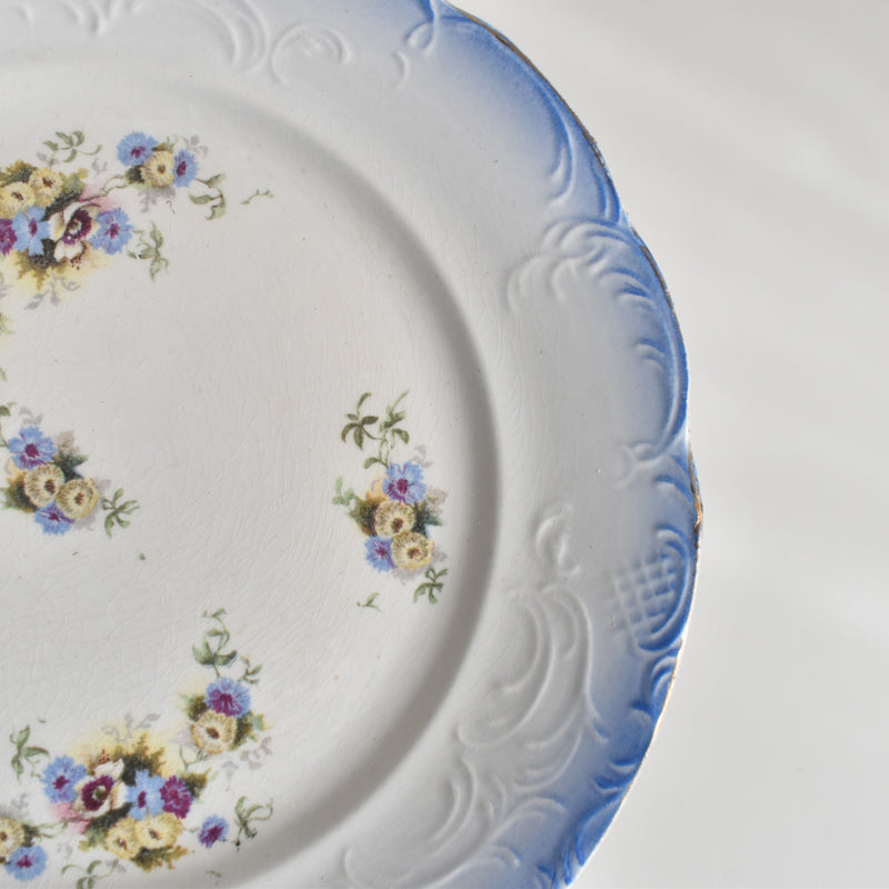 Antique Dessert Plate with Flowers & Relief A