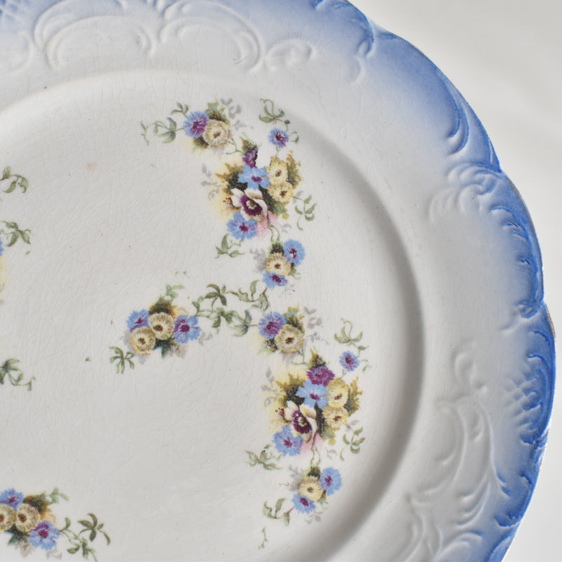 Antique Dessert Plate with Flowers & Relief A