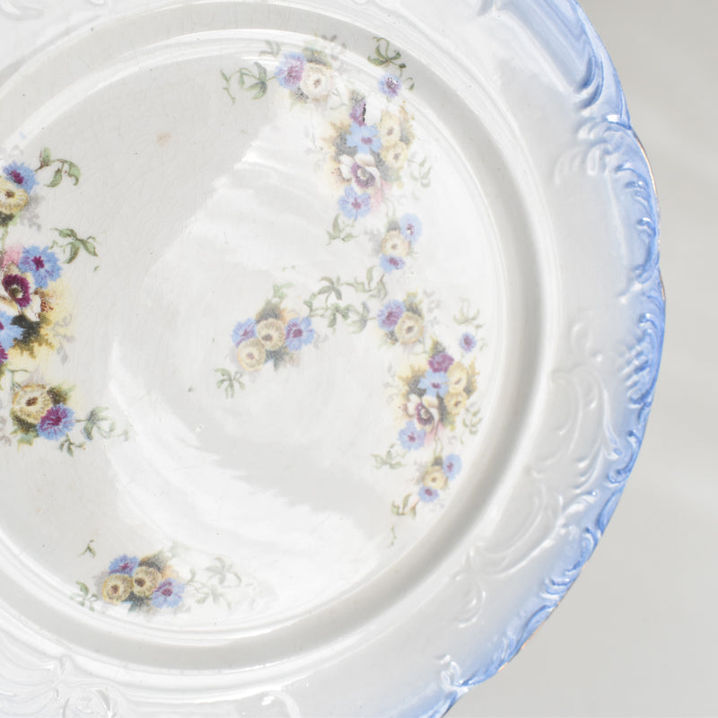 Antique Dessert Plate with Flowers & Relief A