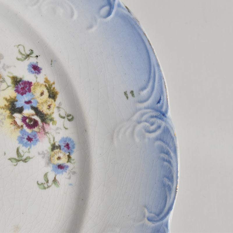 Antique Dessert Plate with Flowers & Relief A