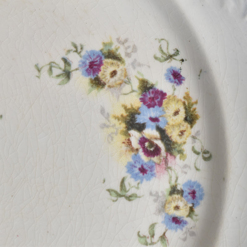 Antique Dessert Plate with Flowers & Relief A