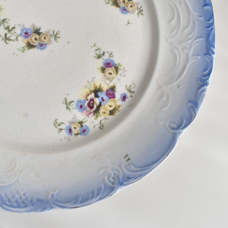 Antique Dessert Plate with Flowers & Relief A