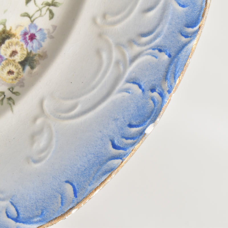 Antique Dessert Plate, Flower & Relief, B