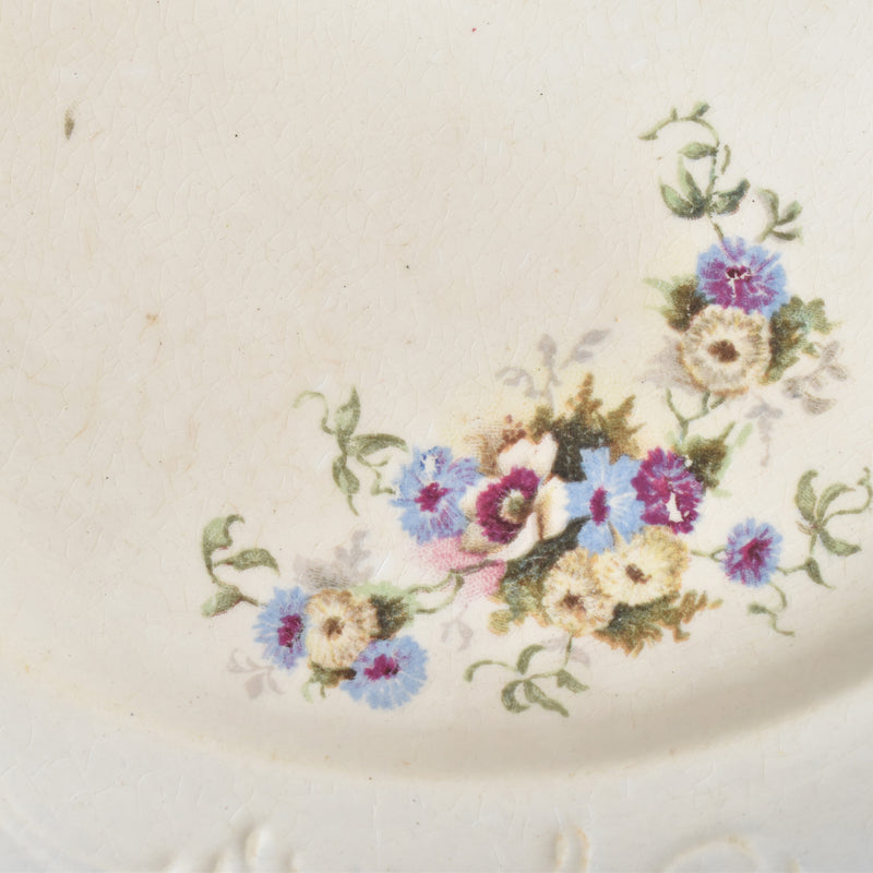 Antique Dessert Plate, Flower & Relief, B