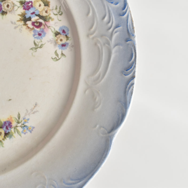 Antique Dessert Plate, Flower & Relief, B