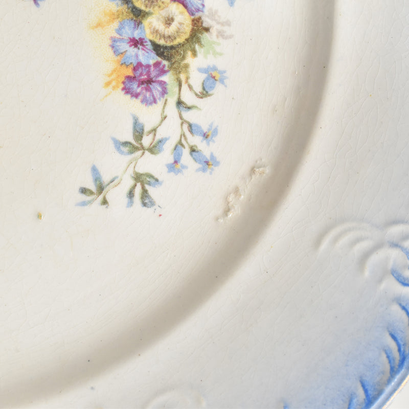 Antique Dessert Plate, Flower & Relief, B
