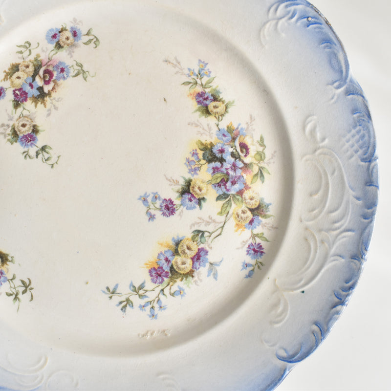 Antique Dessert Plate, Flower & Relief, B
