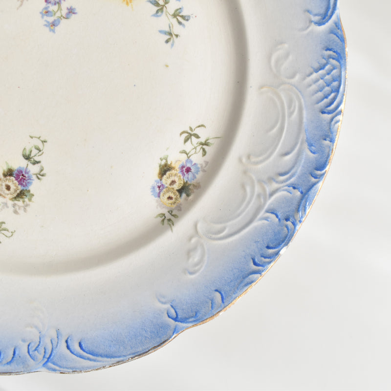 Antique Dessert Plate, Flower & Relief, B