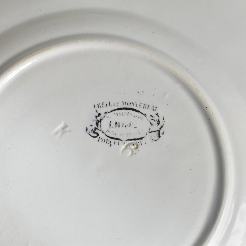 Antique Dessert Plate, LM&Cie Creil Montereau, Relief