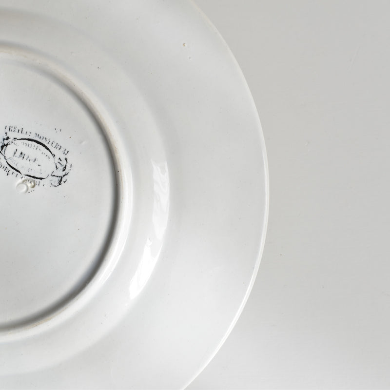Antique Dessert Plate, LM&Cie Creil Montereau, Relief