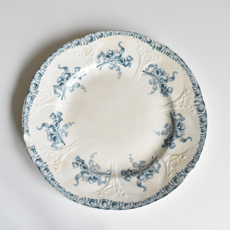 Antique Dessert Plate, Longwy, Muguet (Lily of the Valley) C
